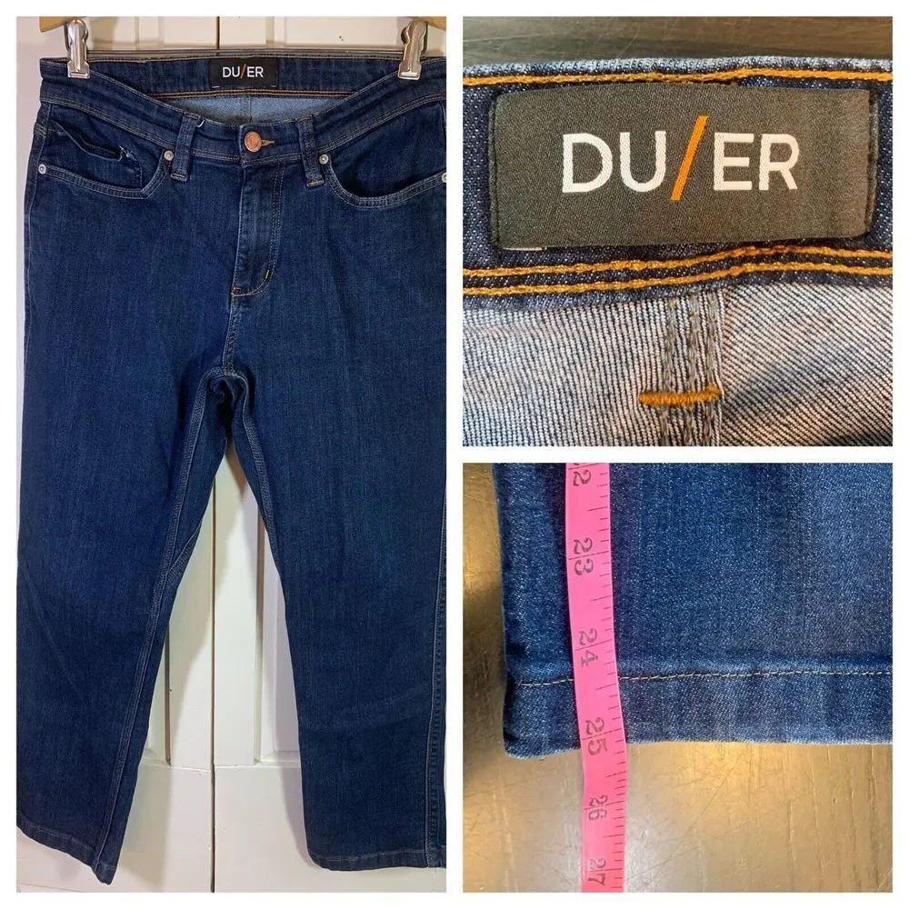 DU/ER DUER Jeans Mens 32X25 Relaxed Fit Taper Blue Denim Minimalist Comfort Prep